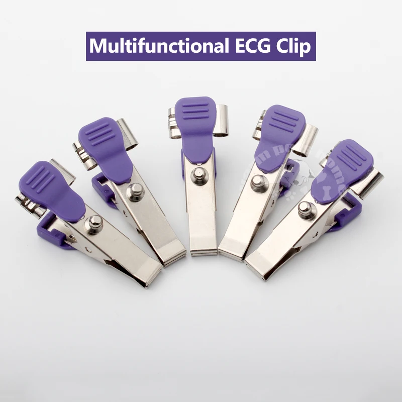 Clip de cocodrilo reutilizable para animales, adaptador multifuncional para animales, mascotas, perros, gatos, equipo veterinario, ECG, EKG, 5 unidades