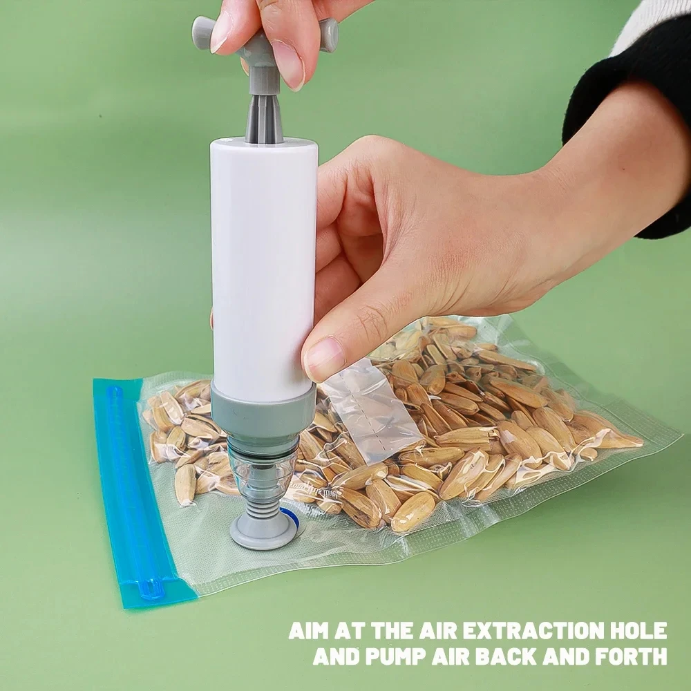 Bolsas selladoras al vacío reutilizables, bolsa de almacenamiento de alimentos, bolsa selladora de alimentos para verduras al vacío para el hogar con Clips de sellado de bomba manual, 5/10 Uds.