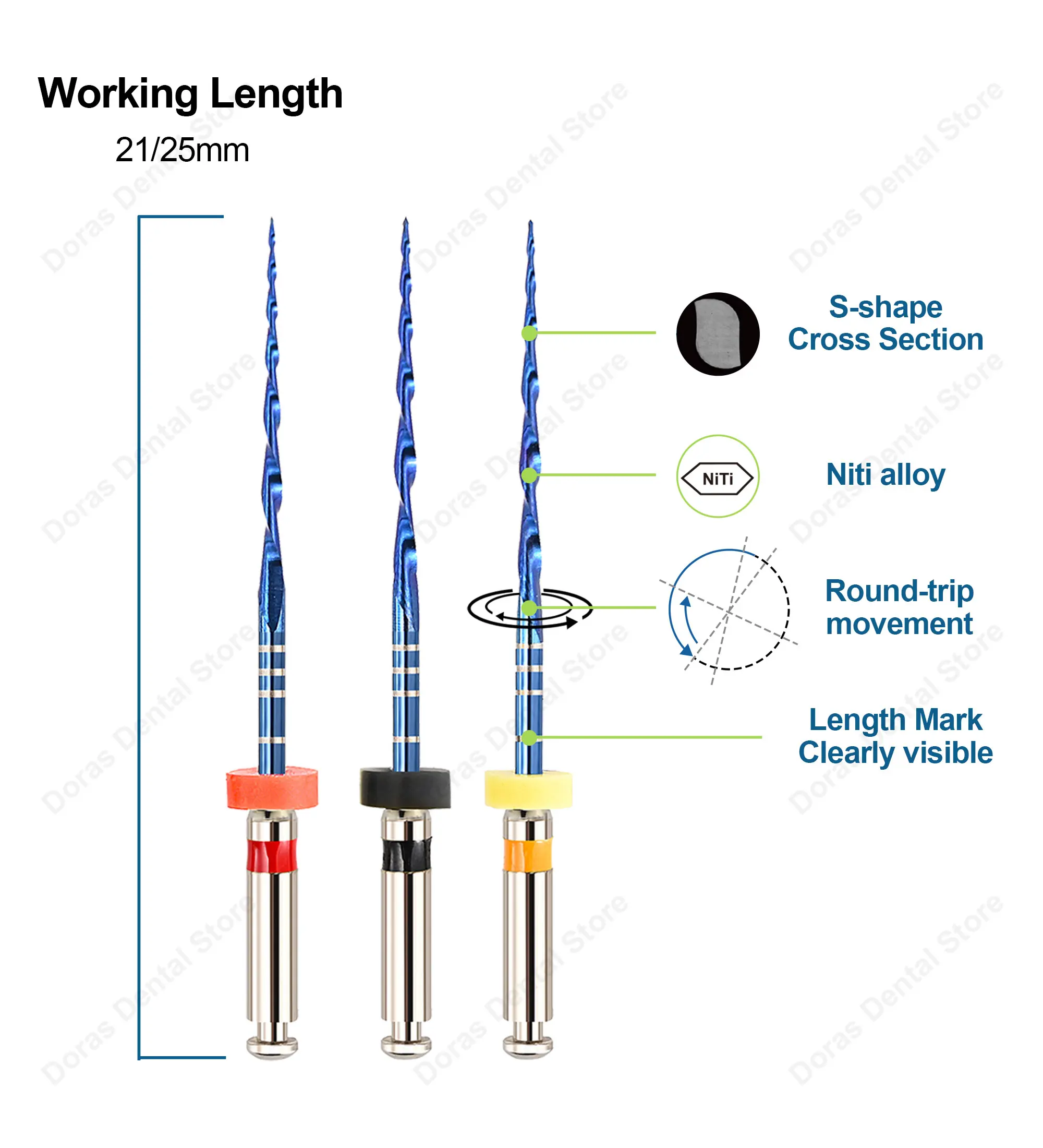 Instrumentos Dentales Glin, Sistema Bule, Limas Rotatorias Recíprocas Simples, Materiales de Endodoncia, Limas para Conductos Radiculares 25mm G25 G40 G50