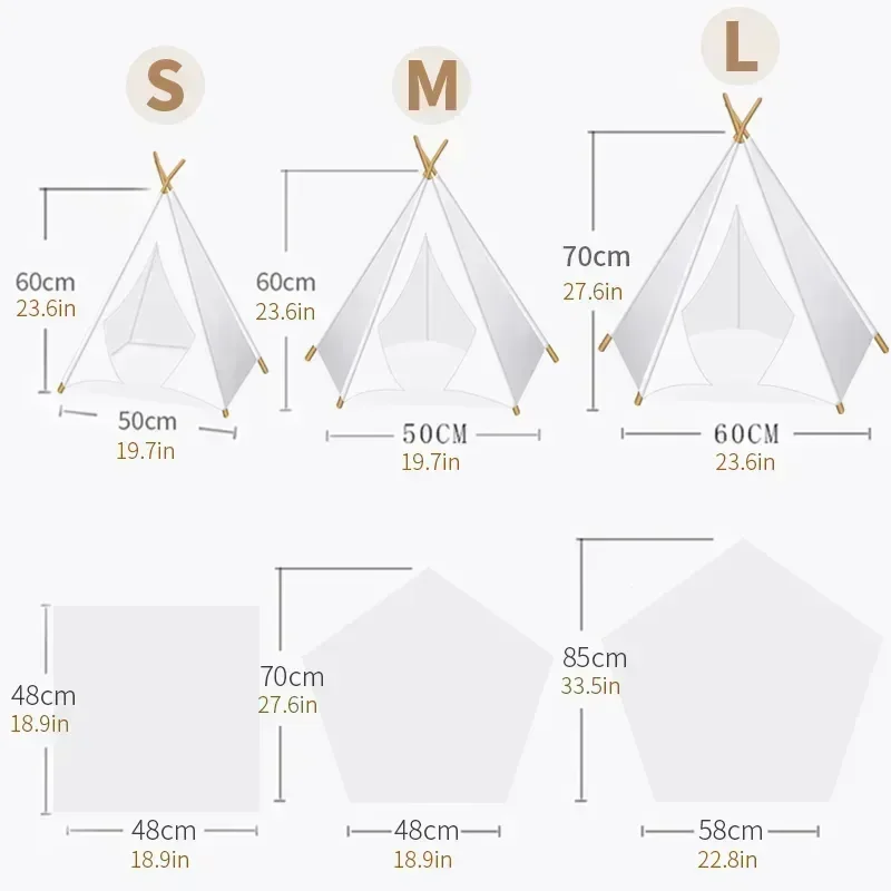 Tienda tipi para mascotas para gatos y perros, casa para perros lavable y extraíble portátil, casa para cachorros de interior con cojín y pizarra para gatos