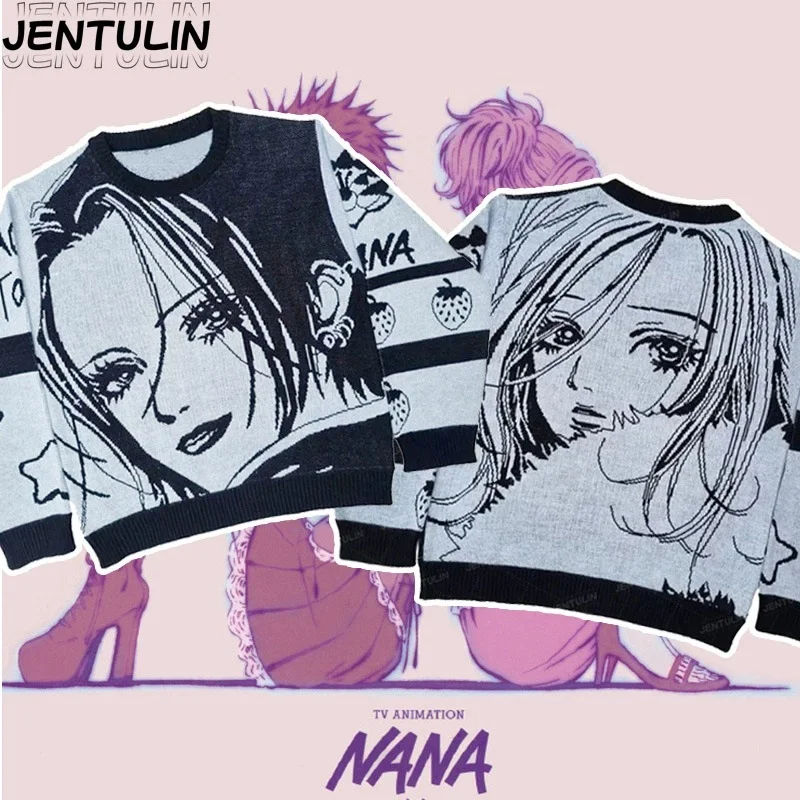 Suéter con Estampado de Chica de Dibujos Animados Estilo Y2K Harajuku, Sudadera Holgada de Manga Larga para Mujer, Estilo Anime Japonés, Gótico Retro de los 2000s