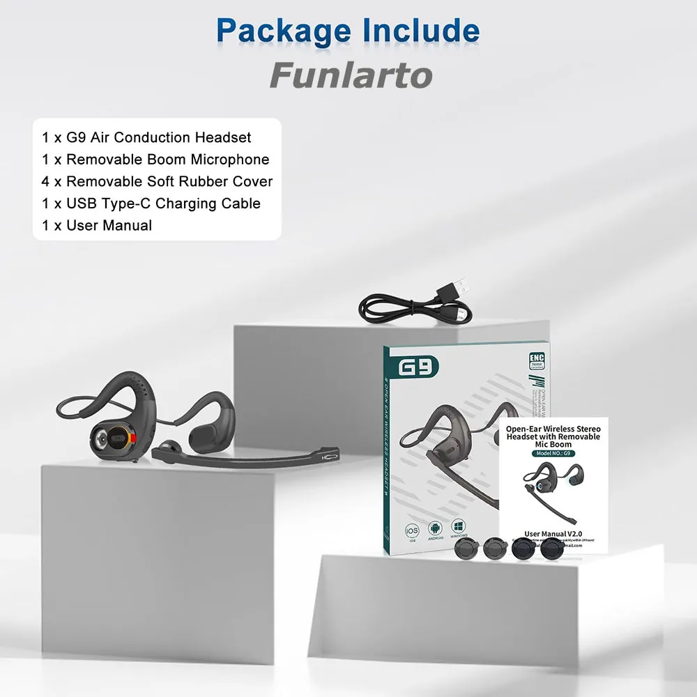 Auriculares inalámbricos Bluetooth 5,3, auriculares inalámbricos de negocios con micrófono extraíble, auriculares abiertos, nuevo