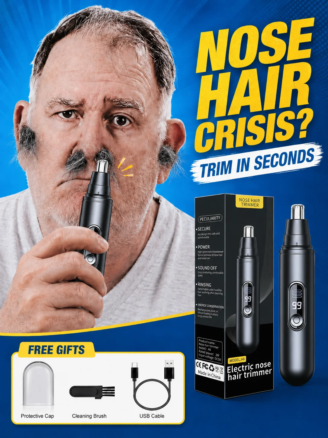 Recortador de Vello Nasal 2.0 Recién Mejorado, Recortador de Vello Nasal Eléctrico Recargable, Afeitadora para Hombre, Cortadora de Vello Nasal para Mujer, Recortador de Vello de Oídos