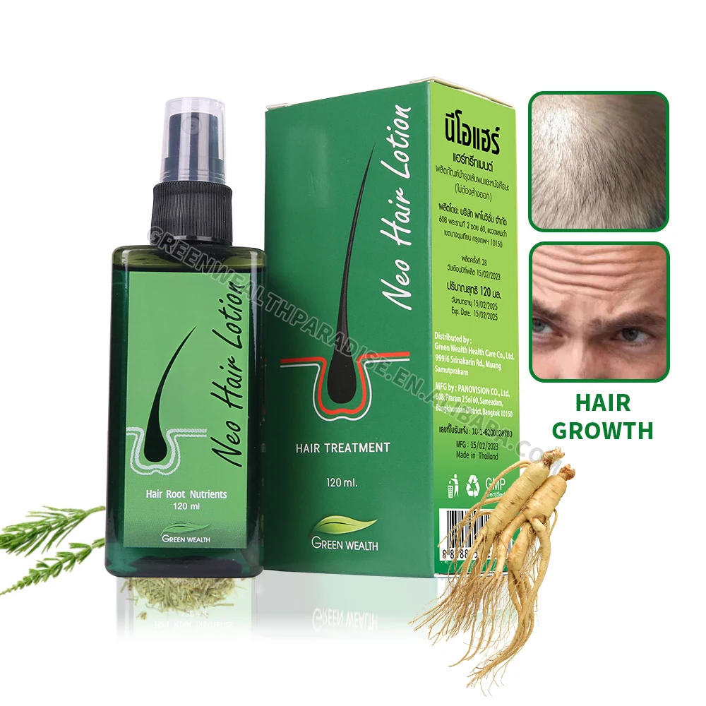 Loción Neo para el cabello, Tratamiento capilar de 120ml, nutrientes para Raíces del cabello, antipérdida, crecimiento de barba, Original de Tailandia, 5 uds.