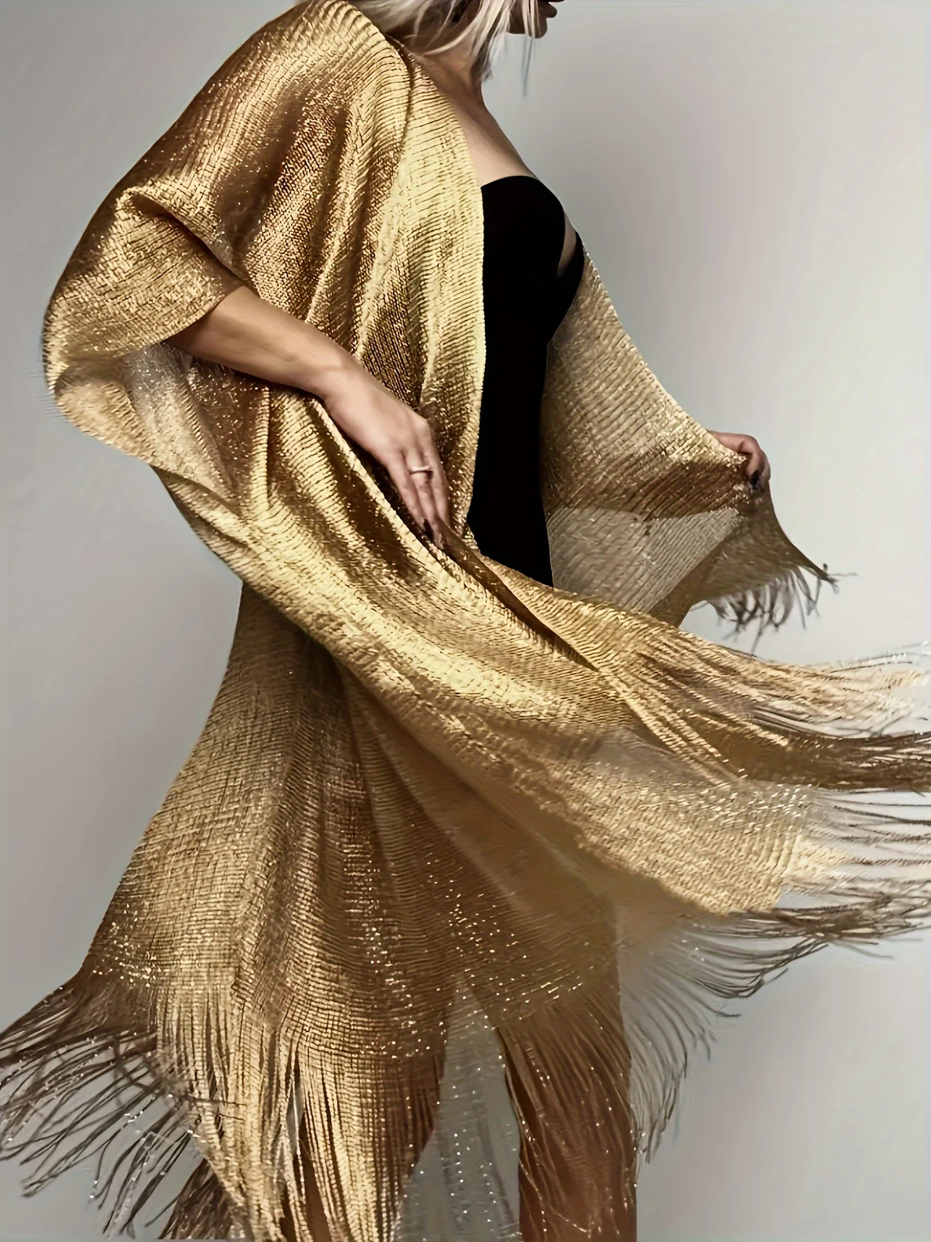Sexy moda banquete protector solar chal oro plata brillante bufandas para mujeres encaje borla fiesta vestido de noche bufanda