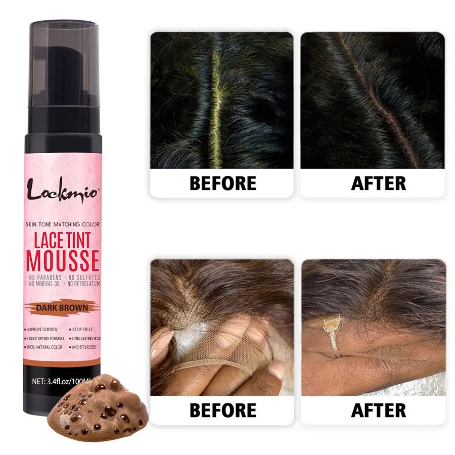 Kit Profesional para Instalar Pelucas de Encaje con Plancha de Calor, Mousse Tinte para Encaje, Pegamento Fuerte para Pelucas y Aceite de Romero, Set Completo para Peinar Pelucas