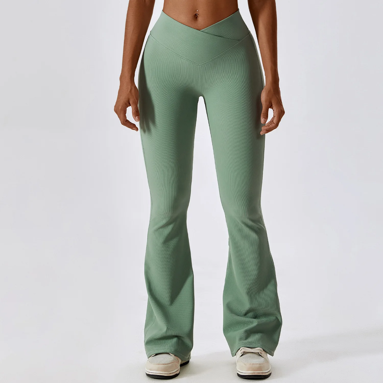Mallas acampanadas, pantalones de Yoga para mujer, pantalones de pierna ancha de cintura alta, entrenamiento de gimnasio para mujer, pantalones deportivos acampanados, pantalones de baile latino