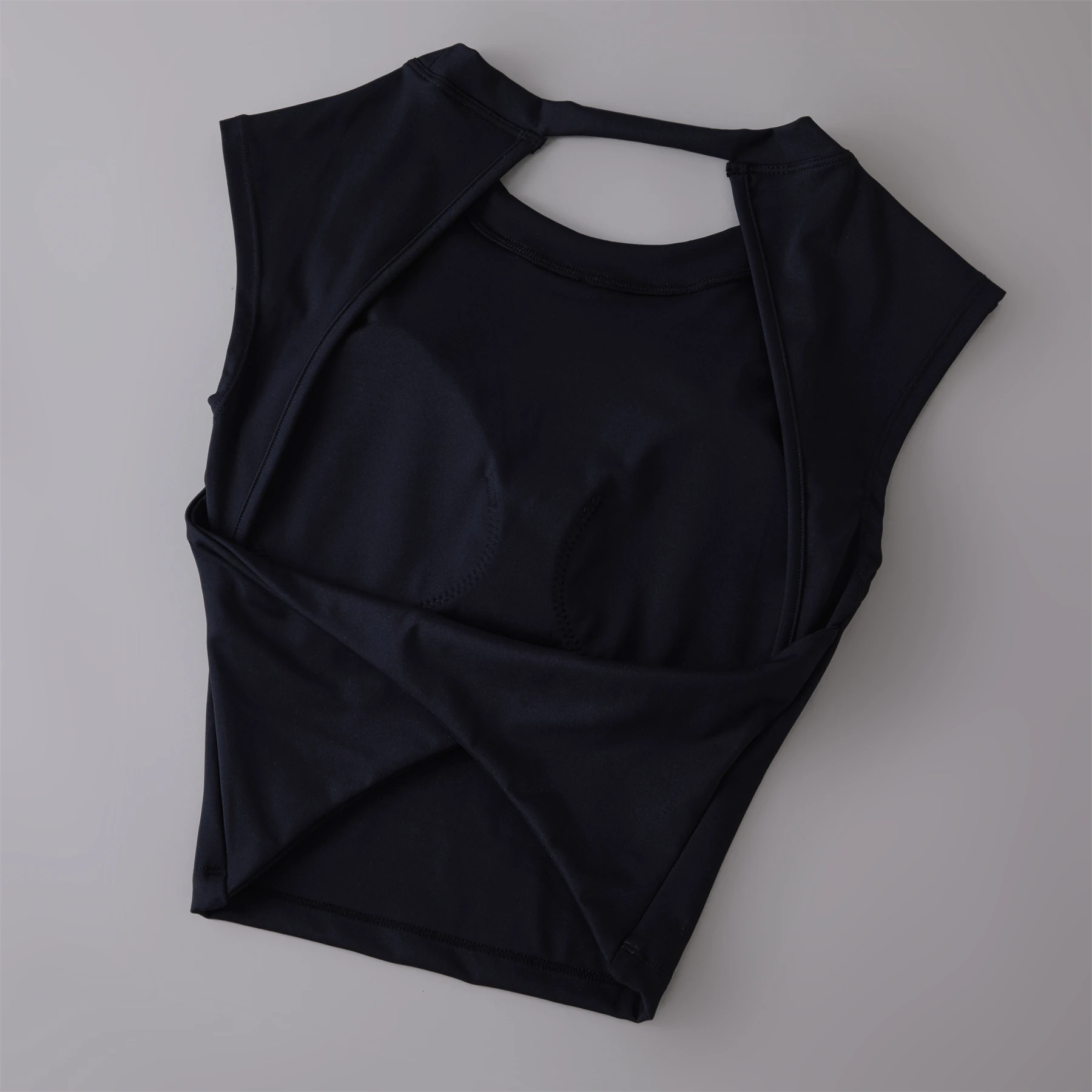 Camiseta deportiva corta con espalda descubierta para mujer, Camiseta deportiva de manga corta con almohadilla fija para el pecho, Tops de Yoga sexys, chaleco de Fitness adelgazante de cintura