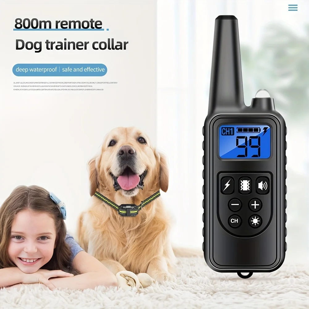 Collar de choque para perros con control remoto, Collar eléctrico de entrenamiento para perros, Recargable impermeable, Collar de choque para perros con luz LED, pitido, Vibra