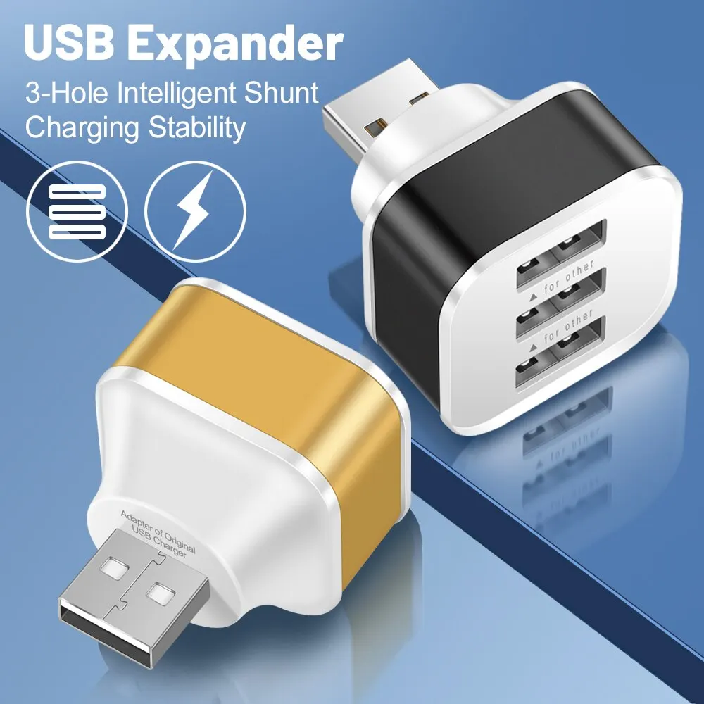 3 Puerto USB Ranuras Adaptador USB 3 en 1 2,0 Multple USB Interfaz Extensor Auto Electronics Accesorios