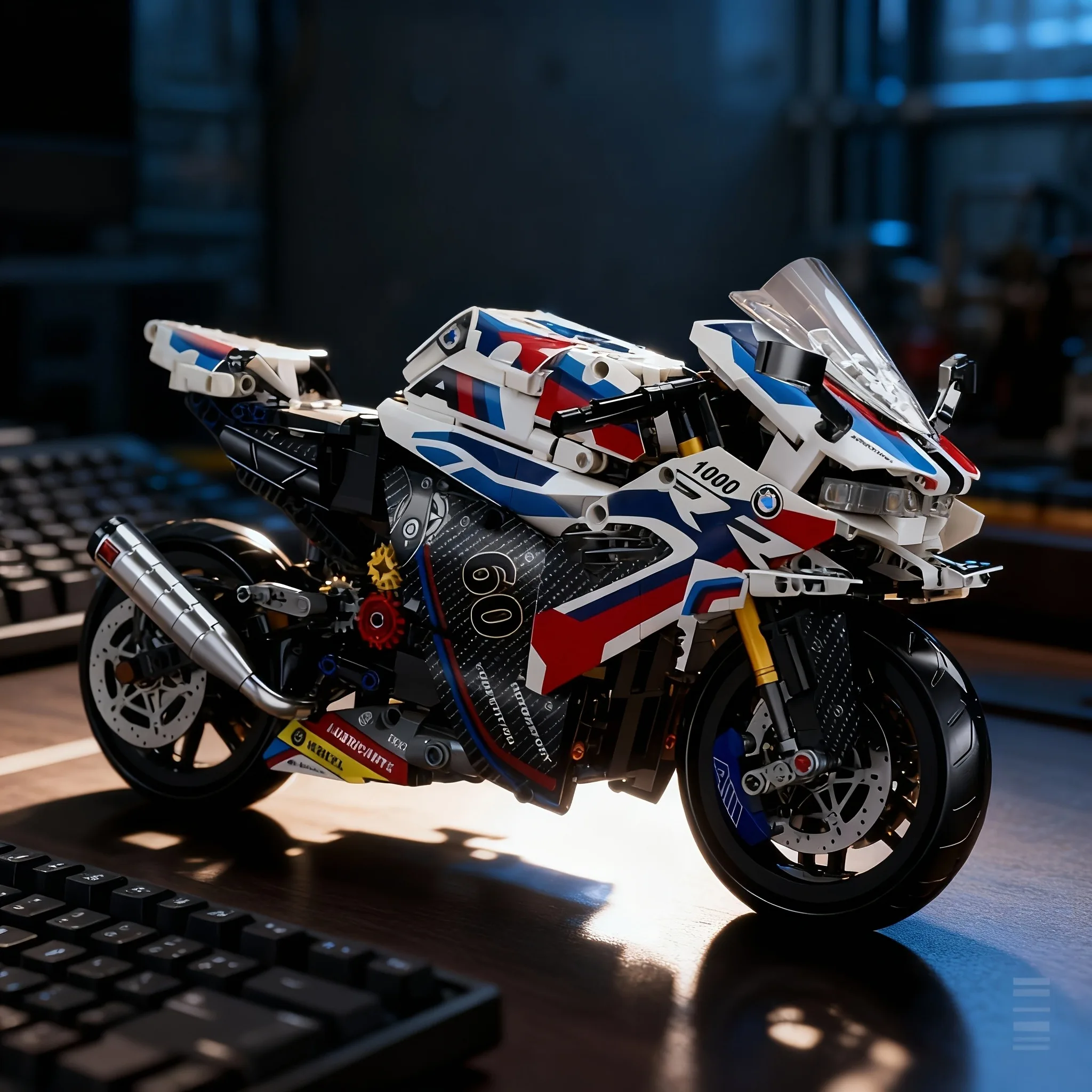 Set de Bloques de Construcción de Motocicleta 1:8, Kit de Modelo de Supermoto, Juguete Técnico de Carreras para Armar, Regalos