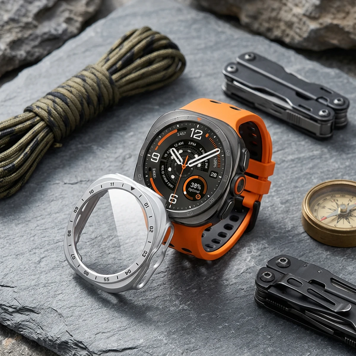 Funda de PC + Cristal para Samsung Galaxy Watch Ultra 2, Protector de Pantalla de Vidrio Templado, Funda Rígida Hueca de PC, Cubierta para Galaxy Watch Ultra 2026