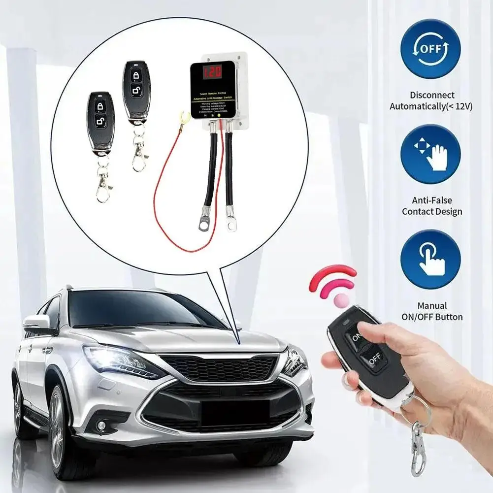 Interruptor de corte de batería de coche de 12V, Control remoto inalámbrico, relé de desconexión de batería con pantalla Led, protección contra fugas Universal