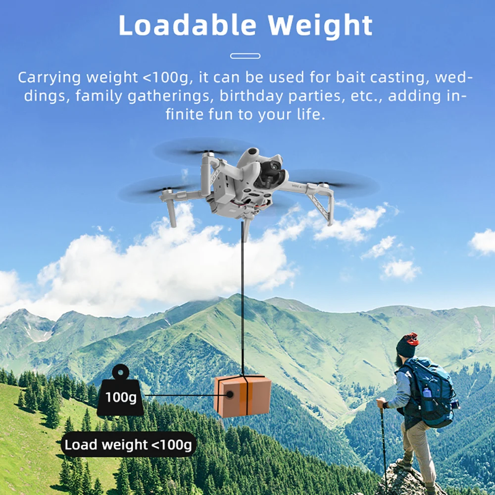 BRDRC-sistema de lanzamiento de aire para Dron DJI Mini 4 Pro, lanzador remoto, cebo de pescado de fundición, regalos de observación, accesorios para Dron de rescate de emergencia