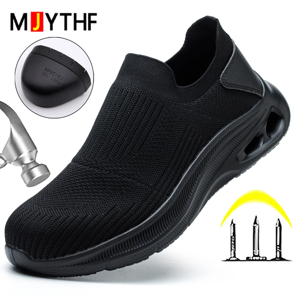 2026 zapatos de seguridad transpirables para el trabajo para hombre, botas ligeras con punta de acero antigolpes, antideslizantes, indestructibles, calzado, zapatillas de deporte