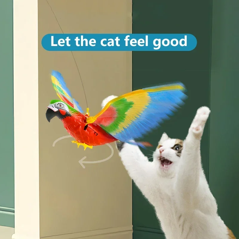 Juguetes interactivos de simulación de pájaro para gato, juguete colgante eléctrico de águila voladora, palo de juguete para gato, cuerda para rascar, juguetes para mascotas