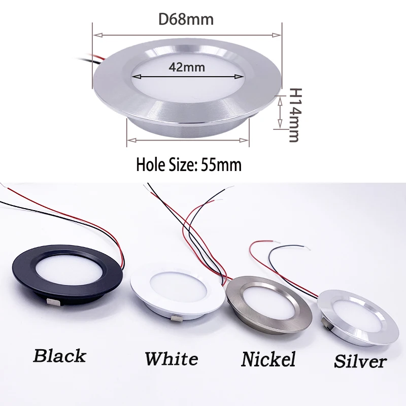 Foco LED regulable de 3W, 5W, 12V, 24V, ultrafino, 14mm, 2 pulgadas, lámpara empotrable de techo D55mm, bombilla para casa, Hotel, sala de estar