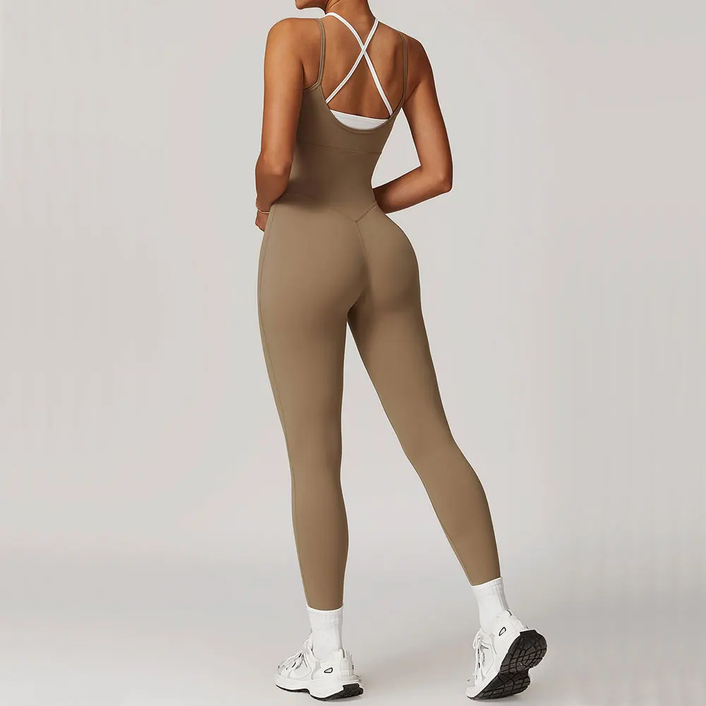 Mono bloqueado de Color, conjunto de gimnasio, traje de Yoga para mujer, ropa deportiva cruzada en la espalda, mono deportivo para mujer, peleles de Fitness, monos de entrenamiento