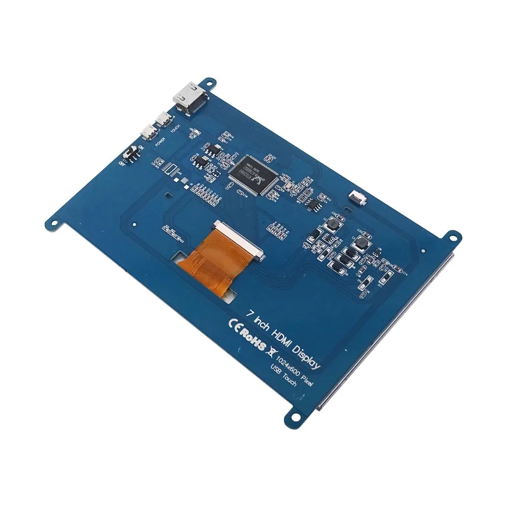 Monitor Raspberry Pi de 7 pulgadas, 4/3/2/B/B +/A +, 1024x600 IPS, unidad de pantalla táctil capacitiva de 5 puntos, pantalla HDMI gratuita para Win 7/8/10