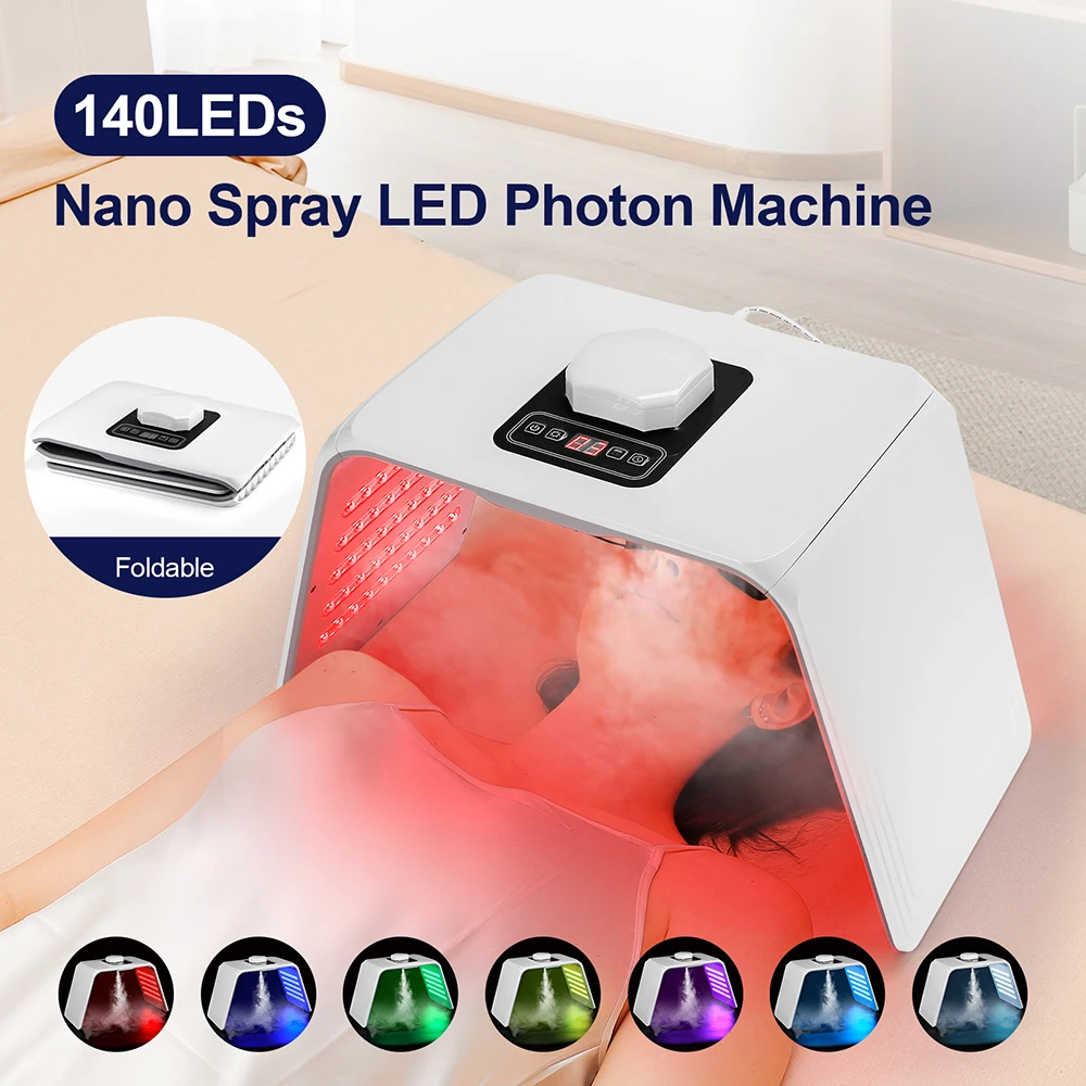Máquina de fotones LED de 7 colores con Nano Spray, salón de belleza, uso doméstico, máscara LED para cara y cuerpo, máquina PDT, SPA hidratante para la piel, cuidado de la piel
