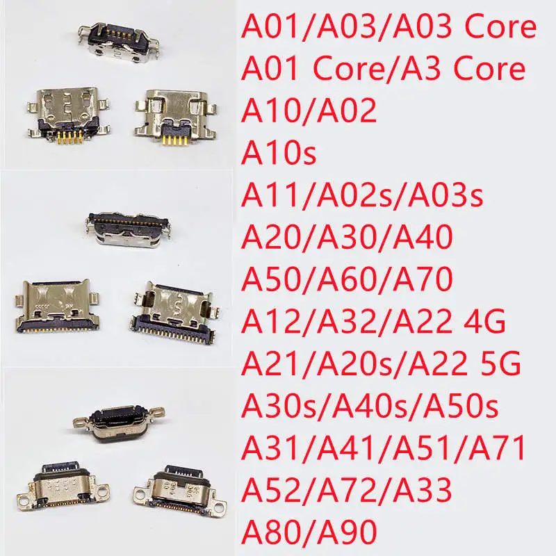 10 Uds para Samsung A12 A10s A21s A11 A20s A22 A32 A33 A01 A30s A31 A51 A50s A71 A70s A52 A72 conector de puerto de carga USB
