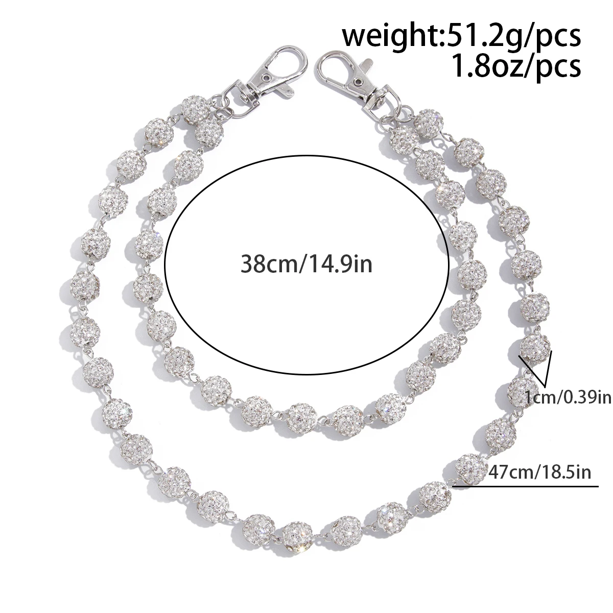 Ingemark Harajuku Street Rhinestone Keychain Wallet Belt Chain for Men Hip Hop Trousers Hipster Pant Jeans Chain Rock Jewelry