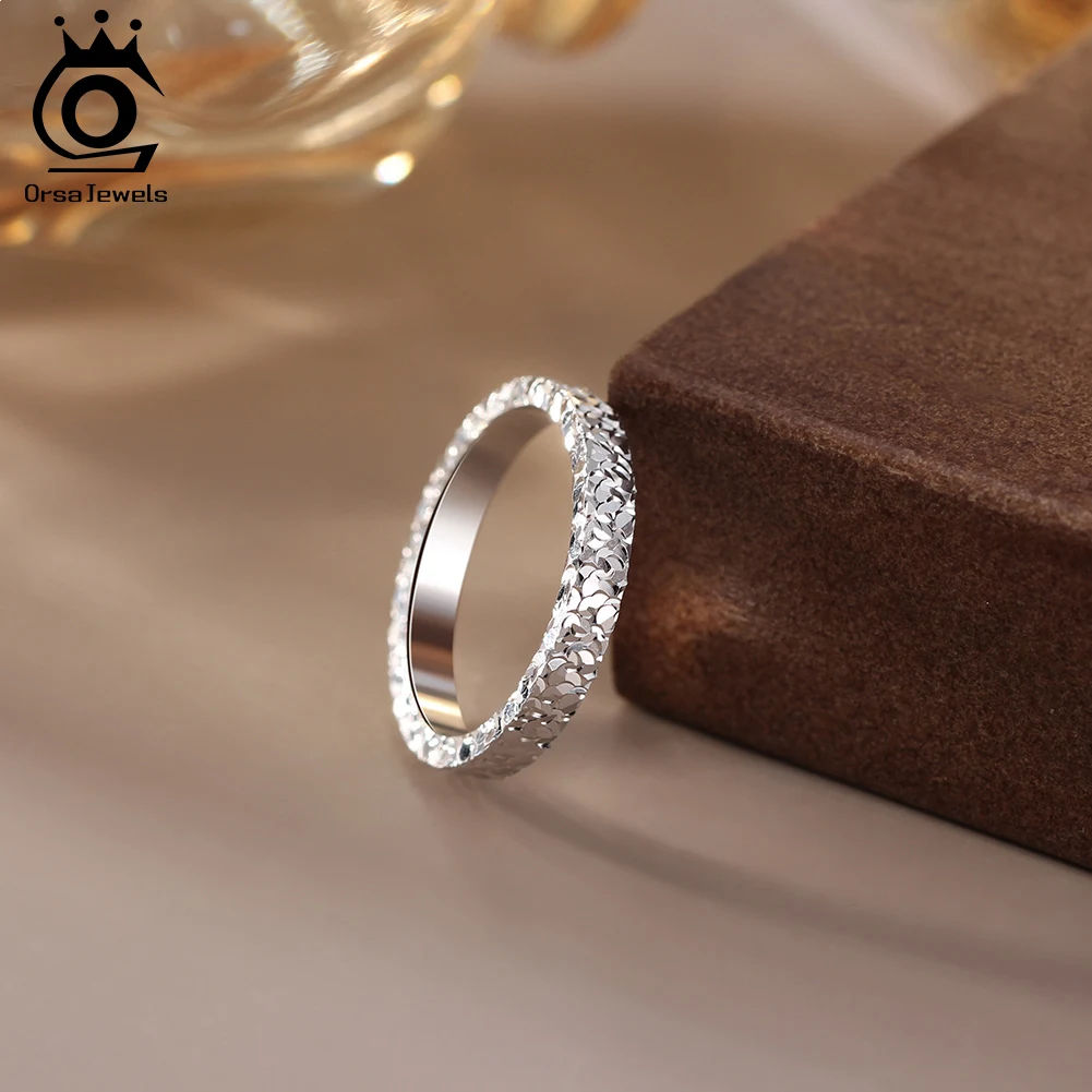 ORSA JEWELS Anillos de dedo de Plata de Ley 925 brillantes clásicos Plata de Ley 925 auténtica joyería nupcial exquisita diaria para boda APR34