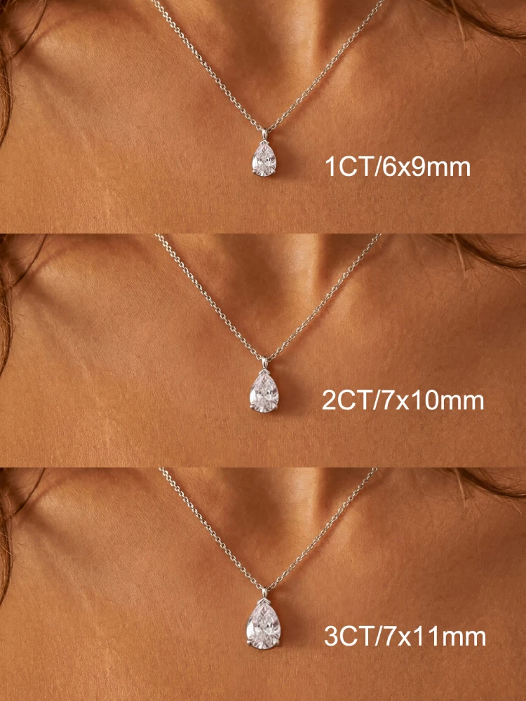 Collar de plata de ley 925 con forma de pera vertical y circonita para mujer, joyería fina minimalista de alta calidad para fiesta de compromiso y boda