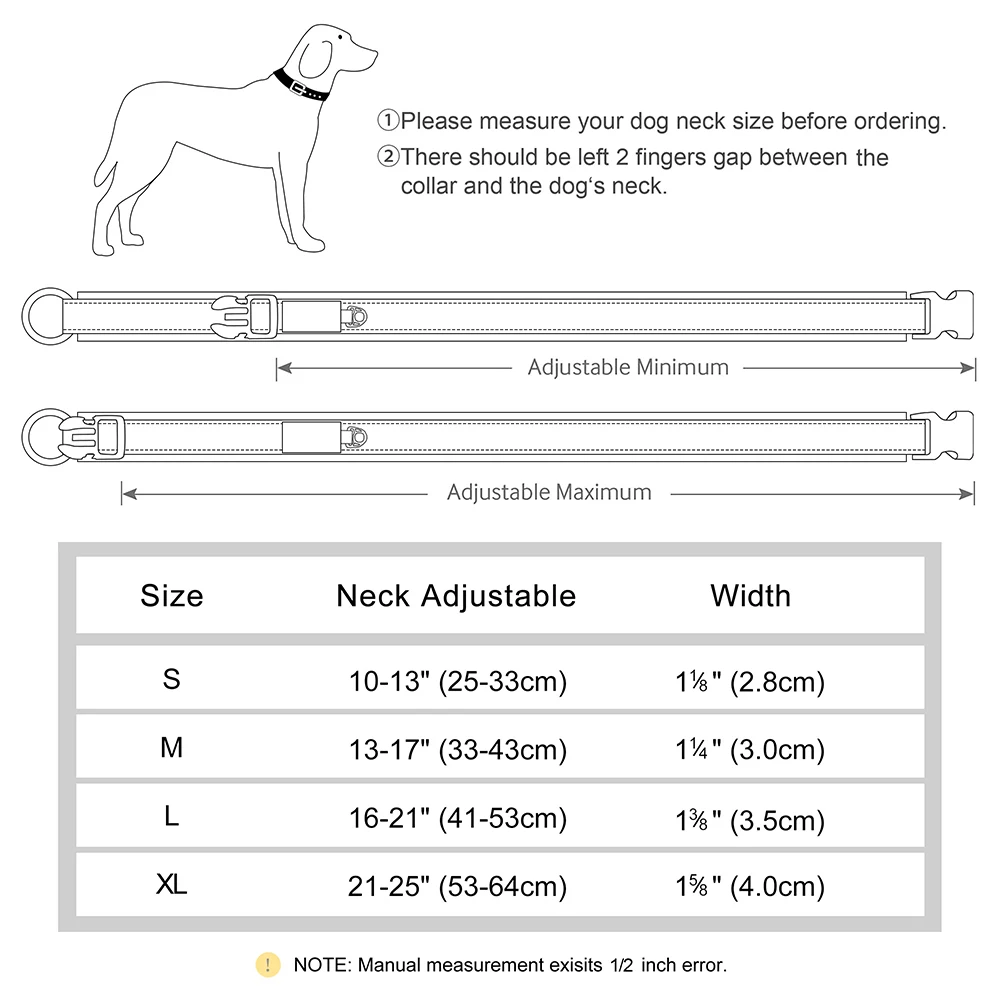 Collar reflectante con hebilla de identificación personalizada para perros pequeños, medianos y grandes, con grabado gratis, acolchado suave, ajustable