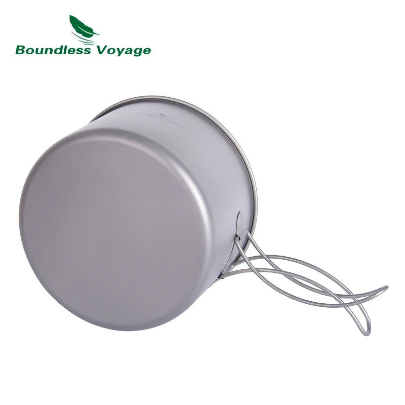 Olla y sartén de titanio Boundless Voyage, olla para mochilero con asas plegables portátiles, Kit de desorden para acampar, juego de utensilios de cocina Ti2110C