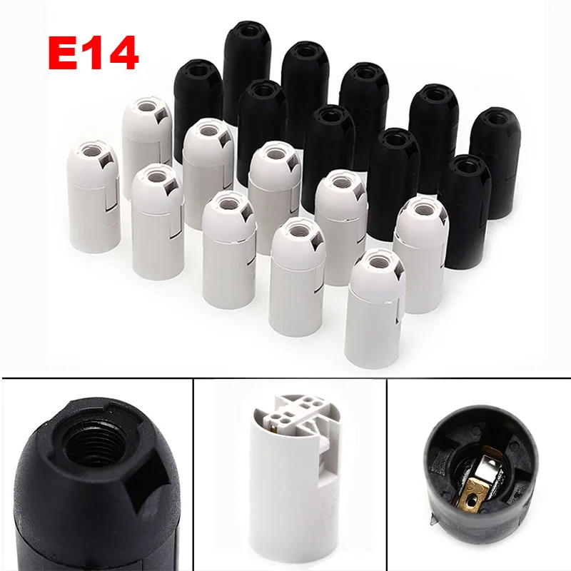 10 Uds. Portalámparas E14 prácticos con anillo para pantalla, 2A 250V, 2 colores, tapa de rosca pequeña, accesorios de iluminación