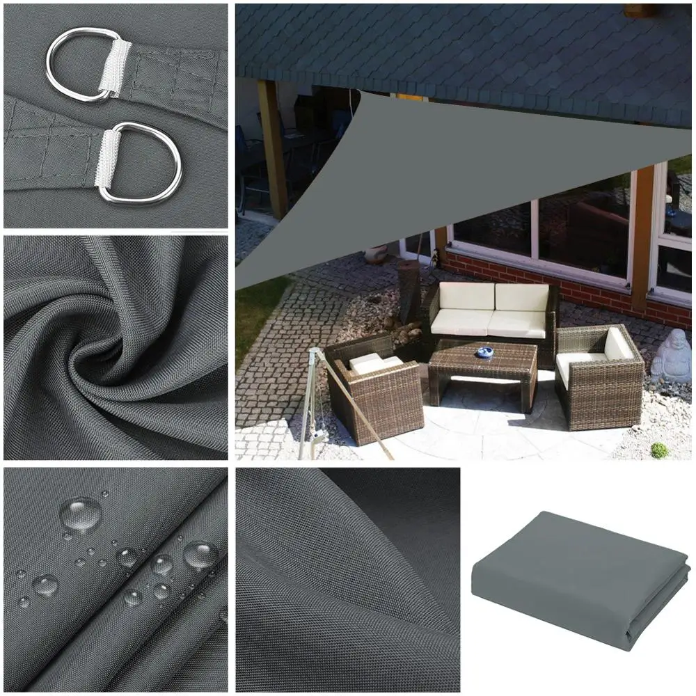 5x5x5/2x2x2M impermeable refugio solar triángulo sombrilla protección al aire libre dosel jardín Patio piscina sombra vela toldo sombra tela