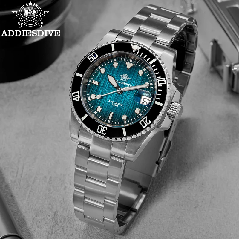 Reloj Automático para Hombre ADDIESDIVE, Cristal de Zafiro, Resistente al Agua 200m, Luz Nocturna BGW9, Reloj Clásico para Hombre AD2536, Gran Venta