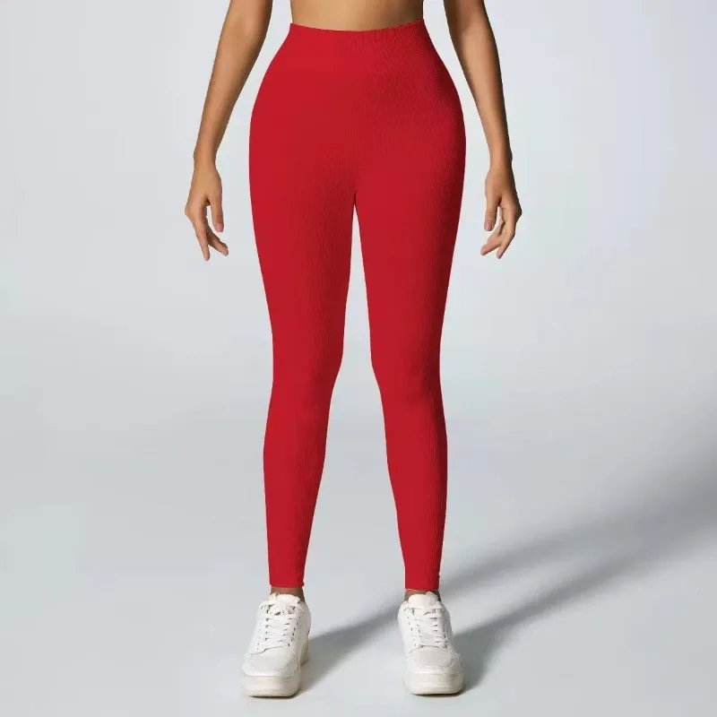 Leggings de punto sin costuras para mujer, mallas ajustadas de cintura alta, pantalones de yoga elásticos para levantar la cadera, ideales para fitness, gimnasio, entrenamiento y running.
