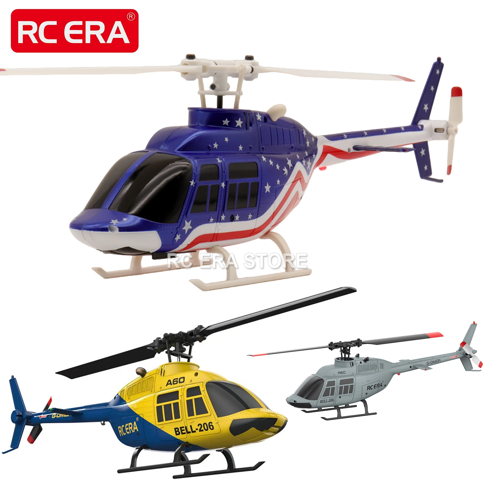 RC ERA A60 Mini Bell206 RC helicóptero 2,4G 6-Aixs giroscopio 4CH mantenimiento de altitud Control remoto avión juguetes para regalo de adultos