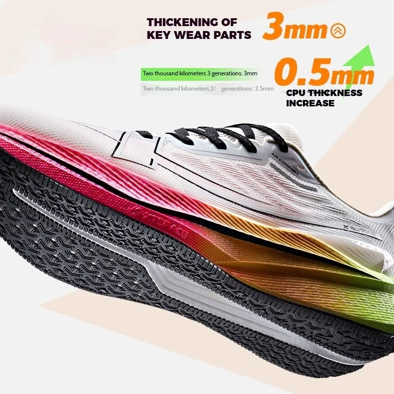 Xtep 2000km 3,0 zapatillas para correr zapatillas universales suaves amortiguación entrenamiento correr resistente al desgaste ligero 875119110032