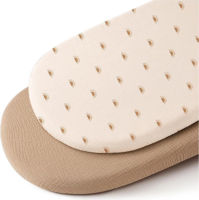 Sábana bajera ajustable para bebé, funda para cambiador de recién nacido, sábanas ajustadas para cuna transpirables con estampado sólido, funda de colchón, 2 uds.