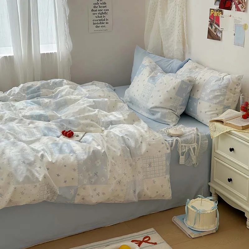 Juego de funda nórdica azul de 3 piezas (1 funda nórdica + 2 fundas de almohada, sin núcleo), juego de cama azul, suave y cómodo