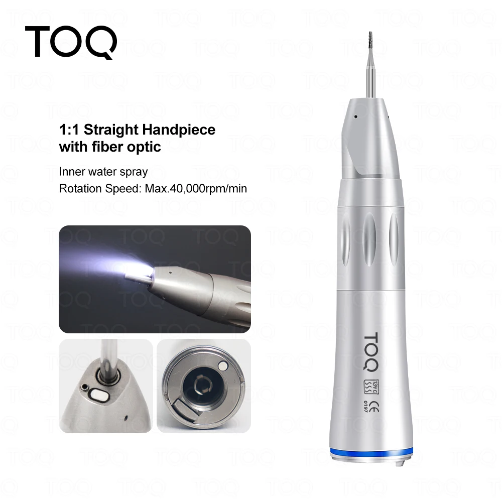 Micromotor Eléctrico Dental sin Escobillas con LED, Compatible con Contraángulo de Fibra Óptica Tipo E 1:1/1:5, Herramientas Dentales