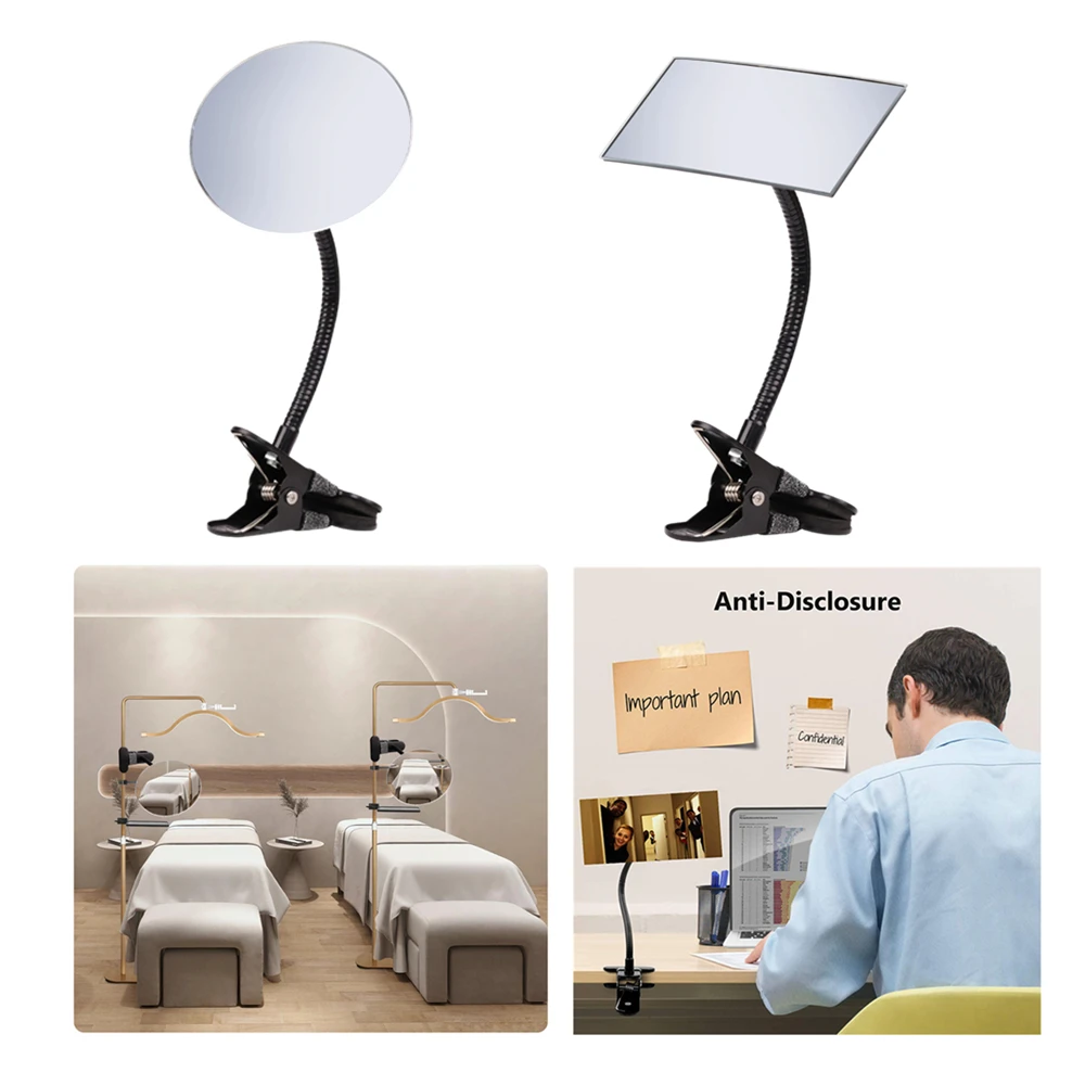 Flexible 360 °   Espejo Ajustable con Clip |   Espejo acrílico HD con brazo flexible para salón de pestañas, oficina y escritorio
