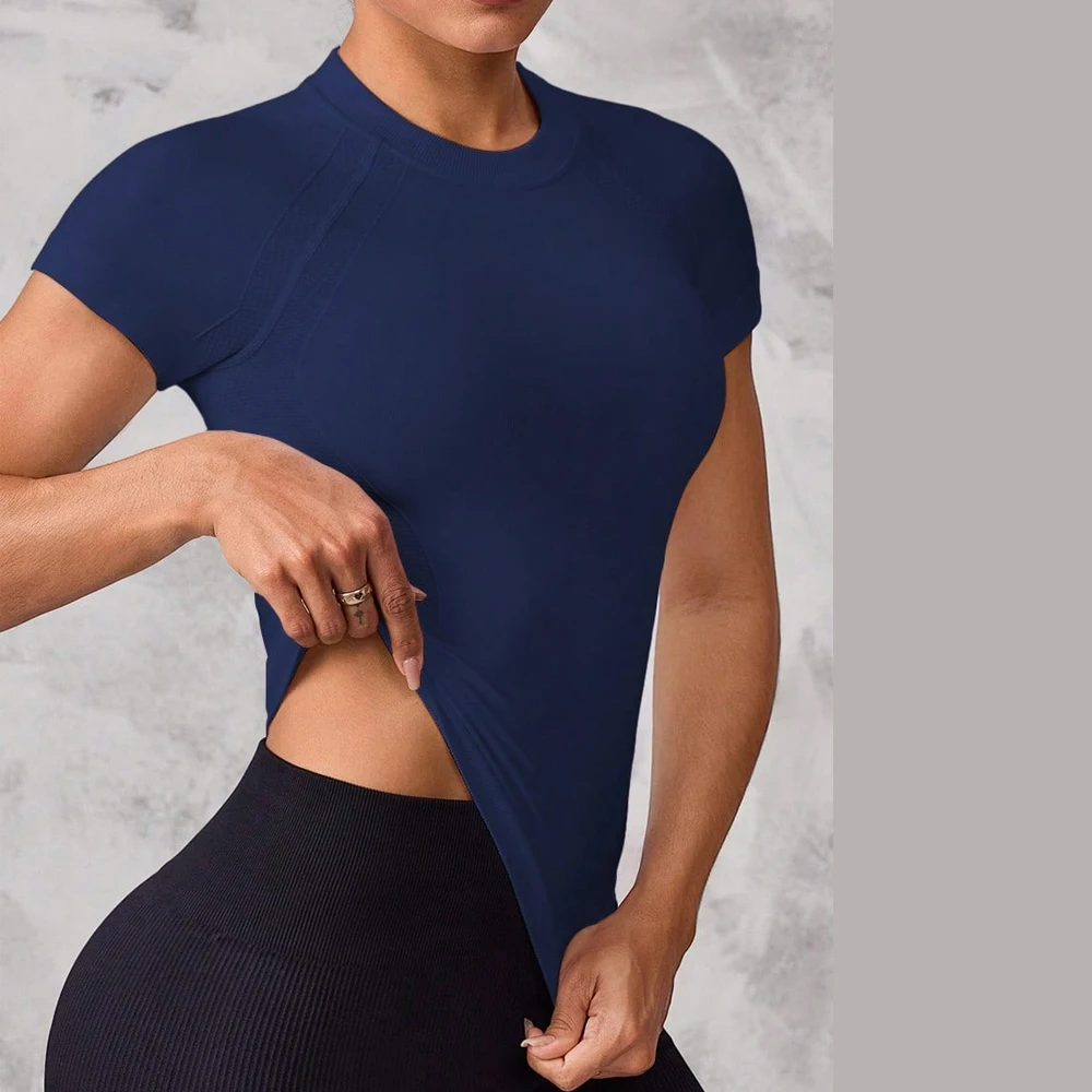 Top Deportivo de Manga Corta para Mujer, Tejido Transpirable y de Secado Rápido, Adecuado para Correr y Yoga