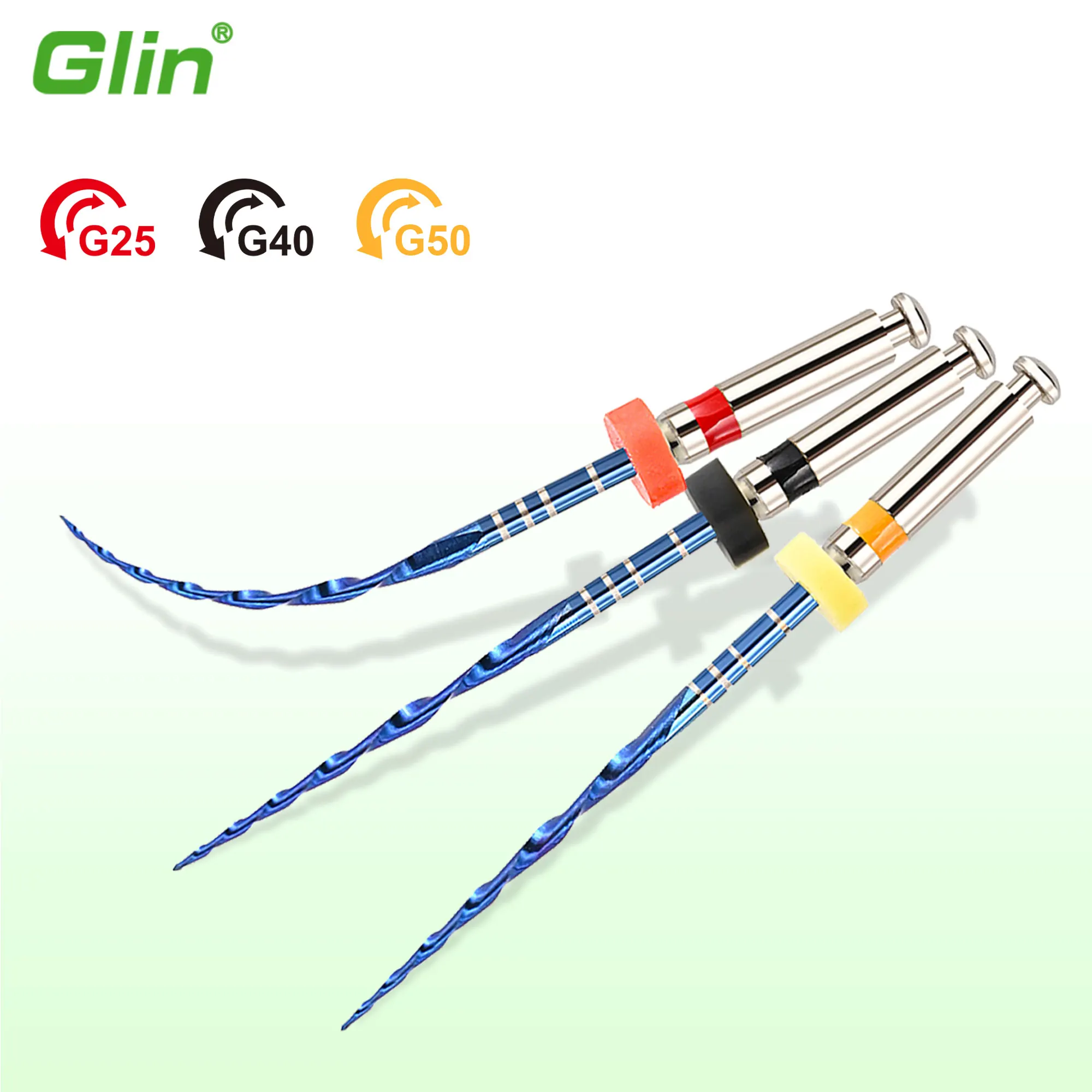 Instrumentos Dentales Glin, Sistema Bule, Limas Rotatorias Recíprocas Simples, Materiales de Endodoncia, Limas para Conductos Radiculares 25mm G25 G40 G50