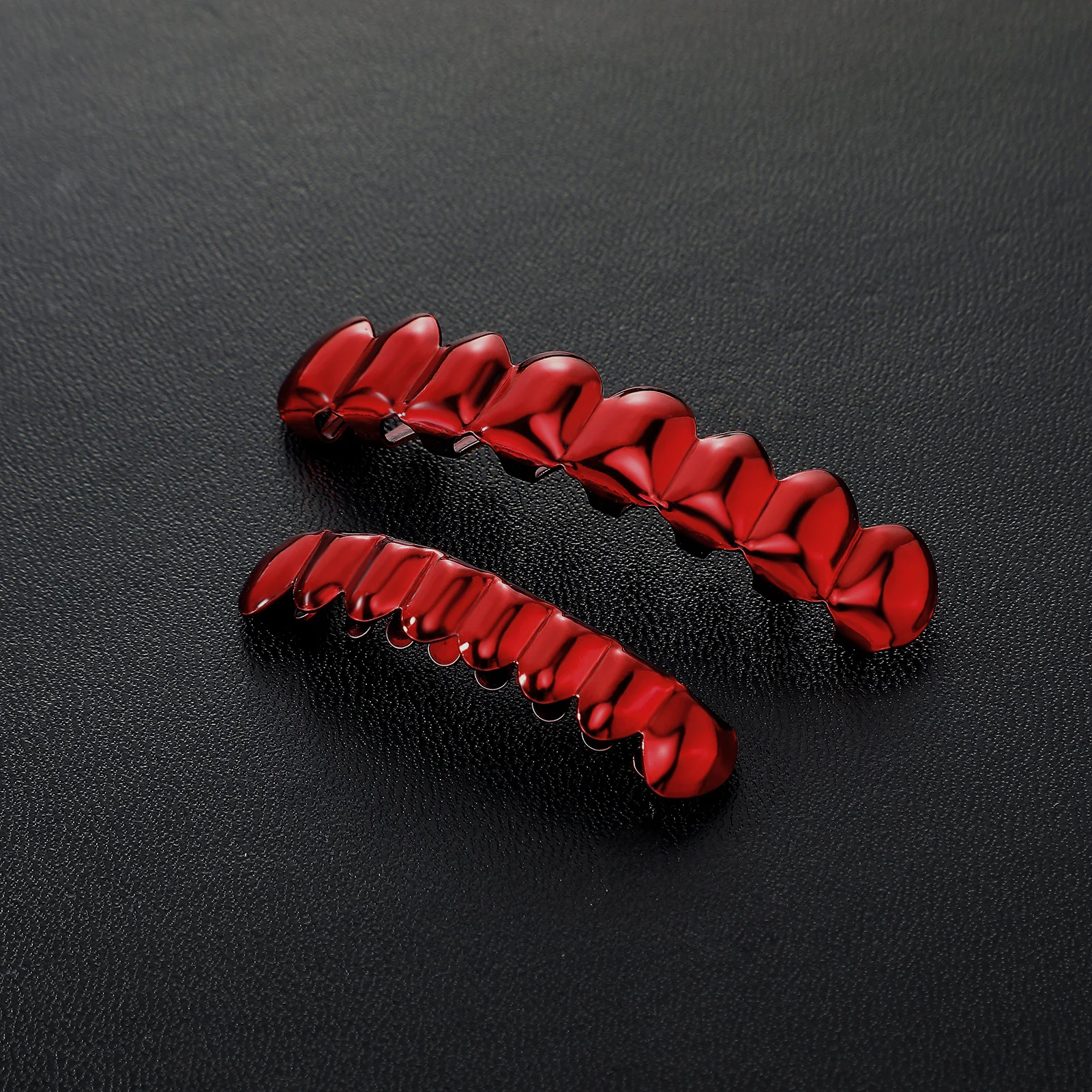 TOPGRILLZ Juego de Grillz Hip Hop Rojos Espejo, 2 Piezas, 8 Dientes, Parrillas Superiores e Inferiores, Joyería Y2K para Fiesta, Cosplay, Halloween, Hombres y Mujeres