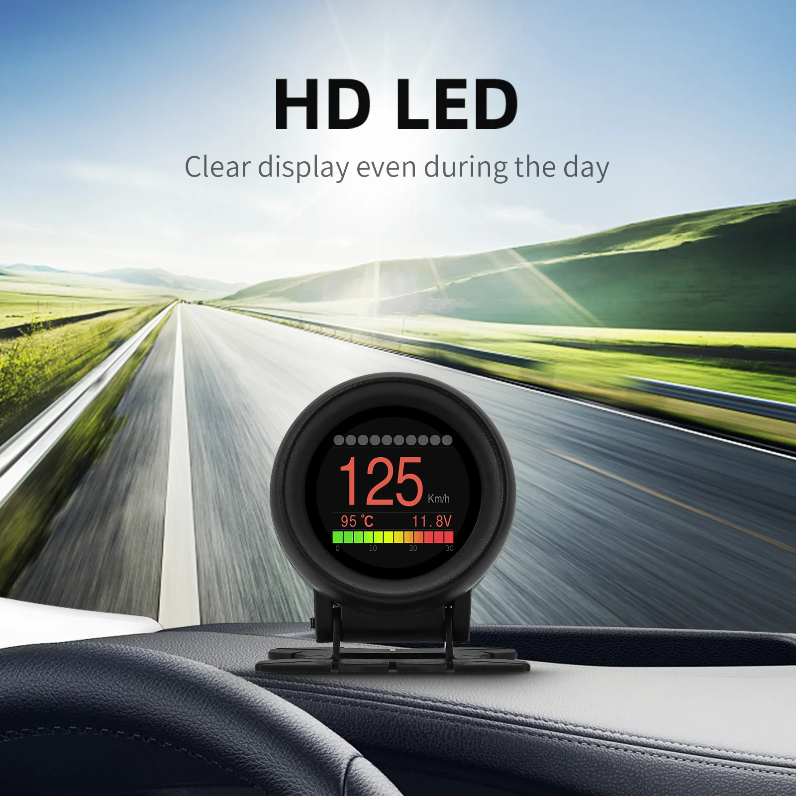 Pantalla frontal A205, ordenador a bordo, pantalla Obd2, velocidad, consumo de combustible, medidor de temperatura, medidor Digital multifunción inteligente