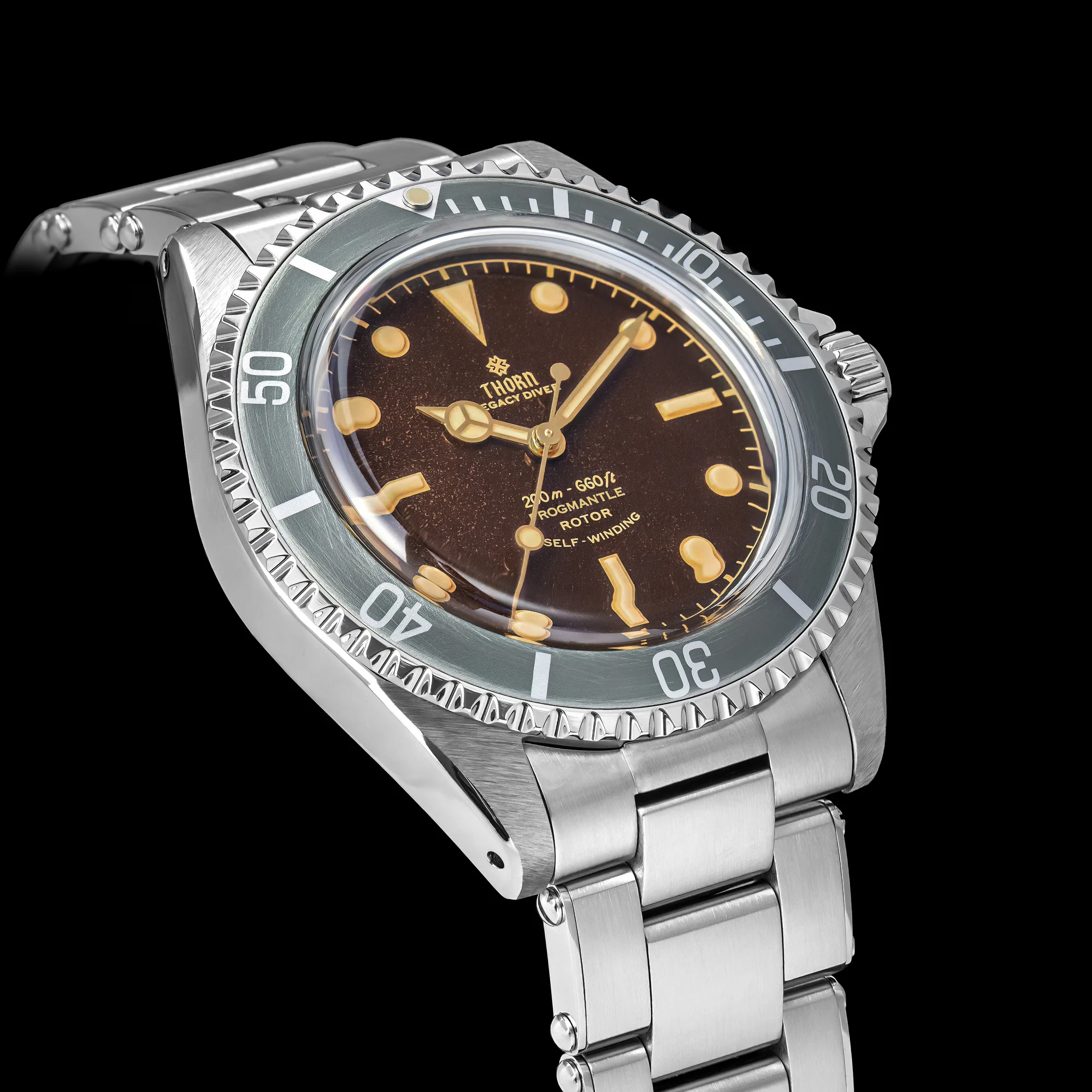 Reloj de Buceo para Hombre Thorn T023 V3 de 40 mm, Movimiento Automático PT5000, Relojes Mecánicos Vintage, Resistencia al Agua de 200 m, Zafiro