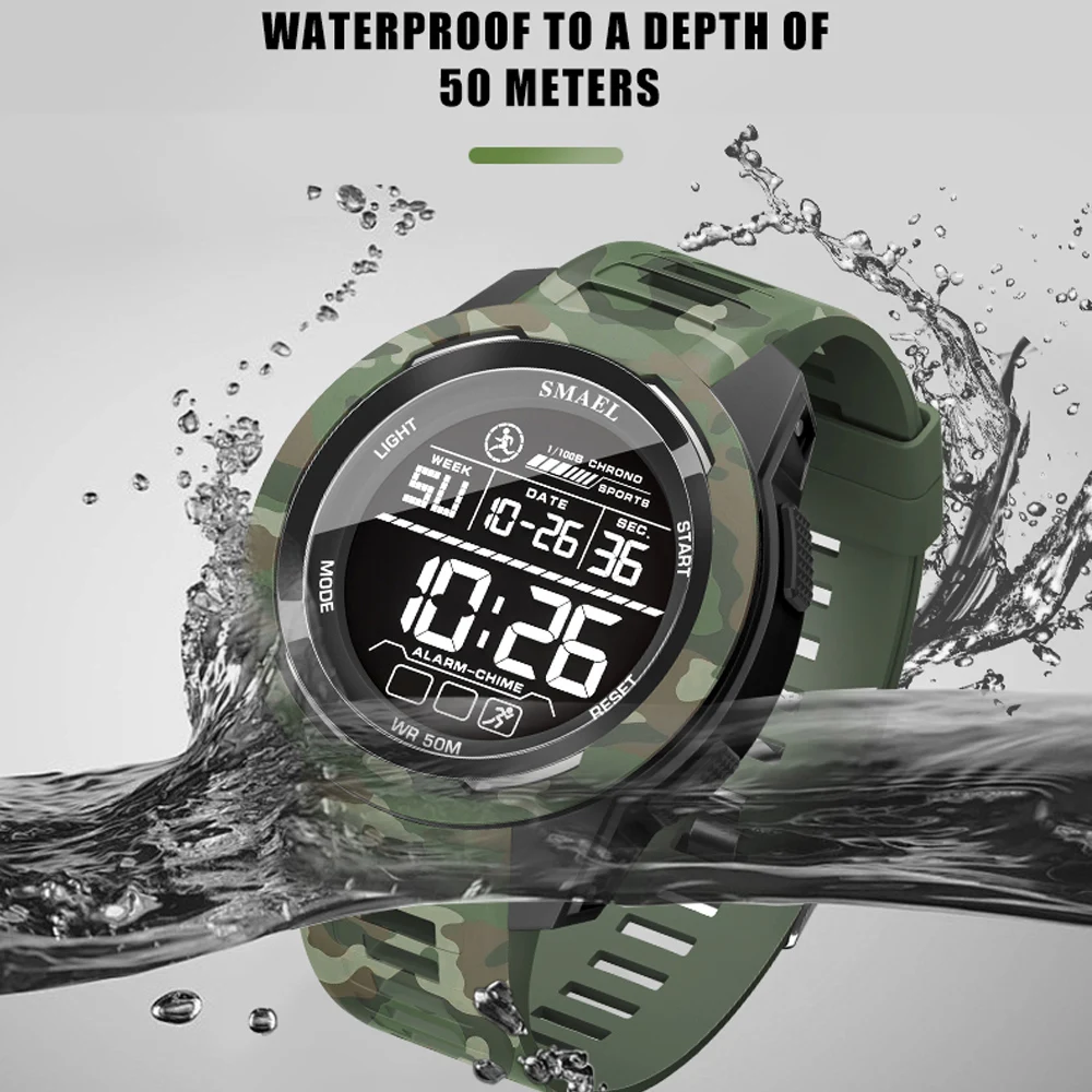 Nuevos relojes SMAEL 8105 con correa de camuflaje, reloj deportivo militar para hombres, reloj de pulsera Digital de moda, relojes impermeables a prueba de golpes