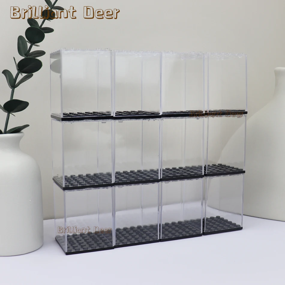 Caja de exhibición acrílica apilable para figuras de bloques de construcción, soporte MOC, modelo de coche, escaparate de colección, juguetes para niños, regalo
