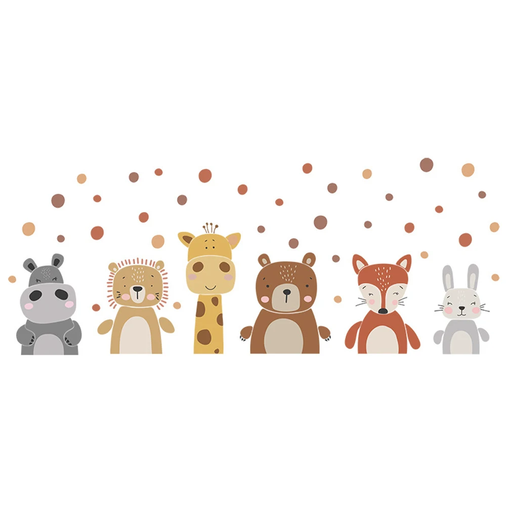 Boho lindo jirafa oso animales puntos pegatina de pared vinilo para guardería calcomanías artísticas de pared para niños para habitación de bebés decoración del hogar