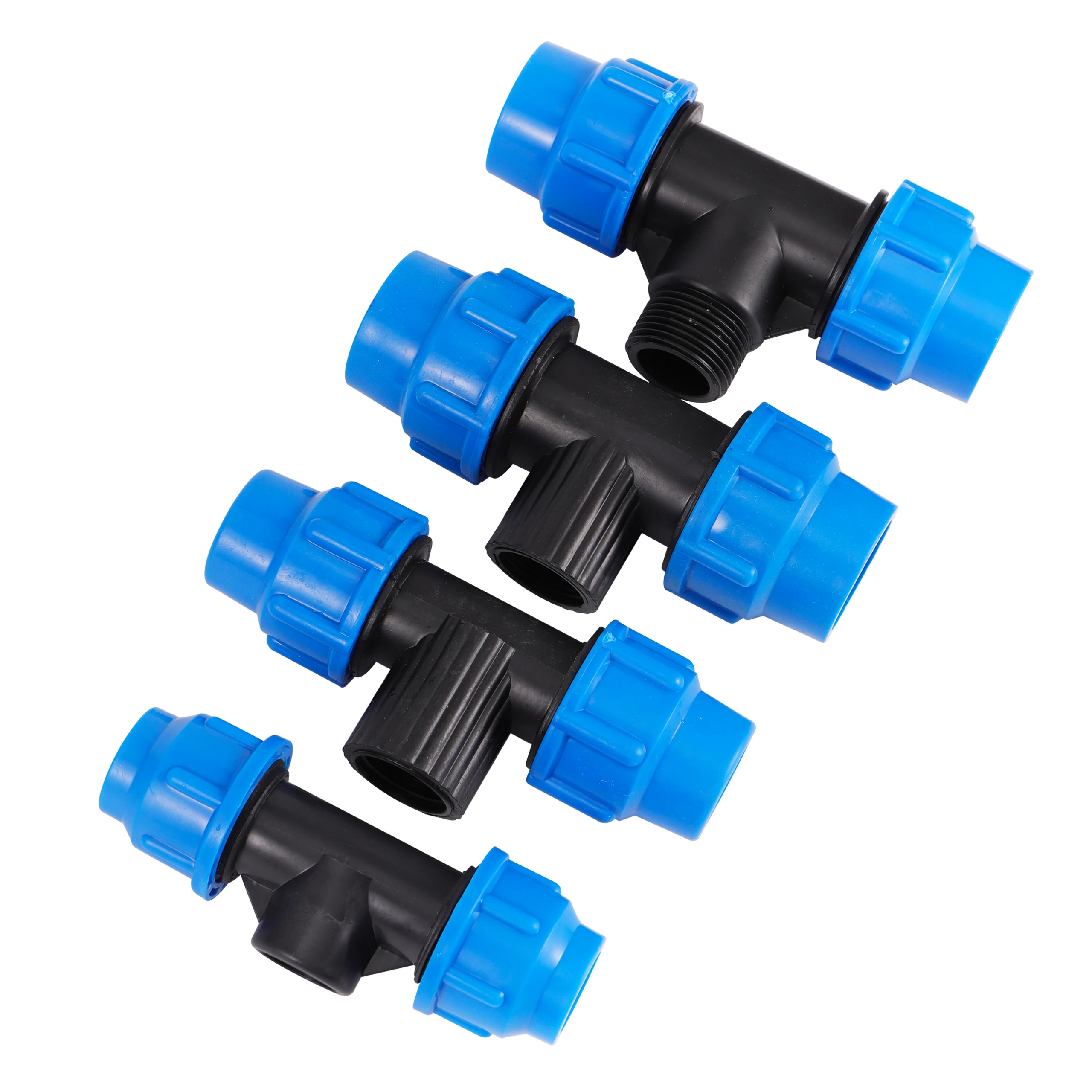 1 unidad de 1/2 "3/4" 1 "a 20mm 25mm 32mm tubo de PE bloqueado en T jardín microirrigación aspersor riego PE tubo conexión rápida Tee