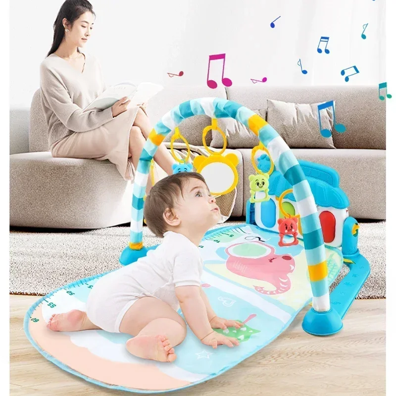 Estante de gimnasio para actividades de bebé, teclado de Piano Musical para recién nacido, manta para gatear, tapete de juego con Pedal, educación temprana, juguetes para regalos de 0 a 36 meses